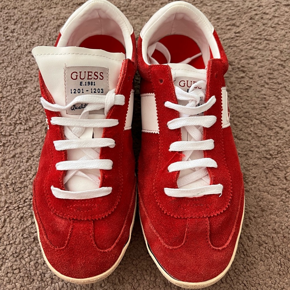 Vintage Guess Red and White Men's Shoes